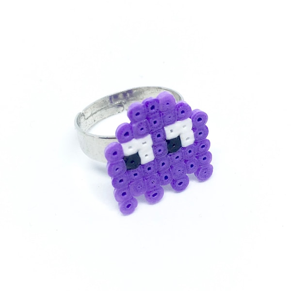 Bague en perles - Pixel art - Geek - Hama Mini - Ring - Bague - Fantôme