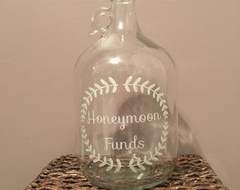 Honeymoon Funds Glass Jar - Custom Wording Available