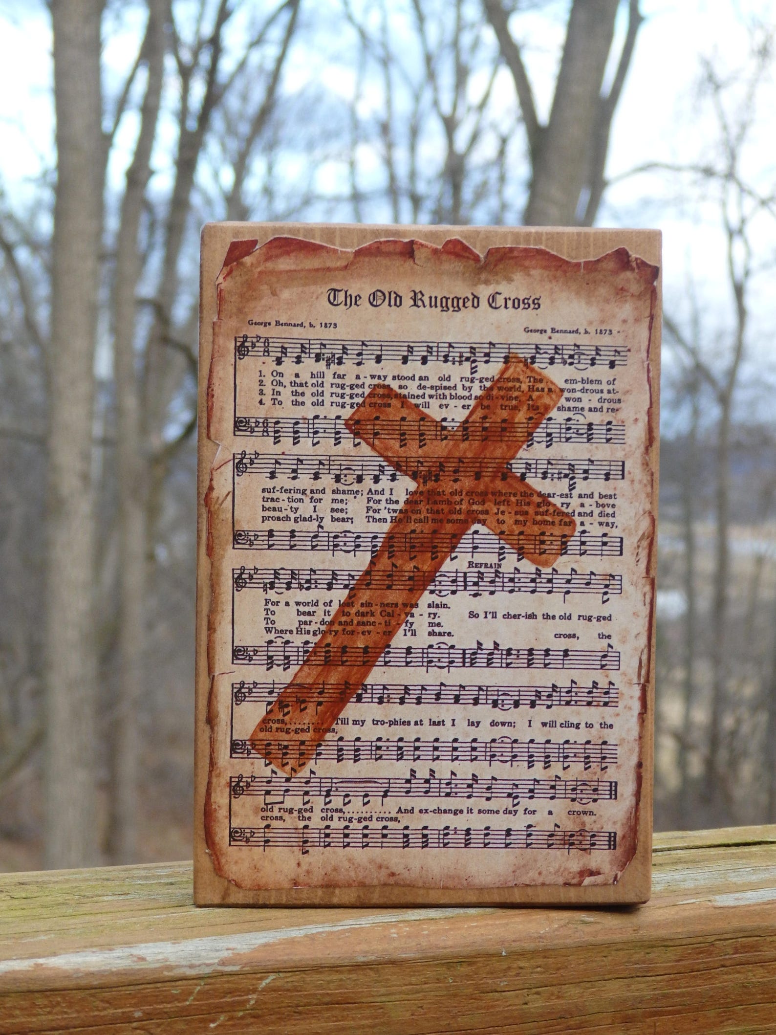 Old Rugged Cross Wooden Sign, Hymn Art, Cross Picture, Gifts Under 30 ...