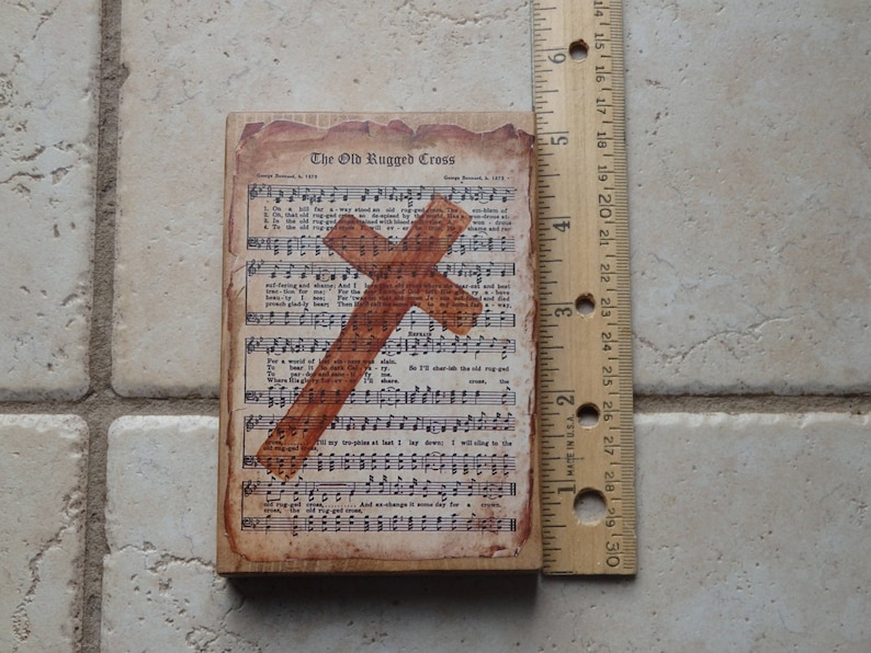 Old Rugged Cross Wooden Sign Hymn Art Cross Picture Gifts Etsy