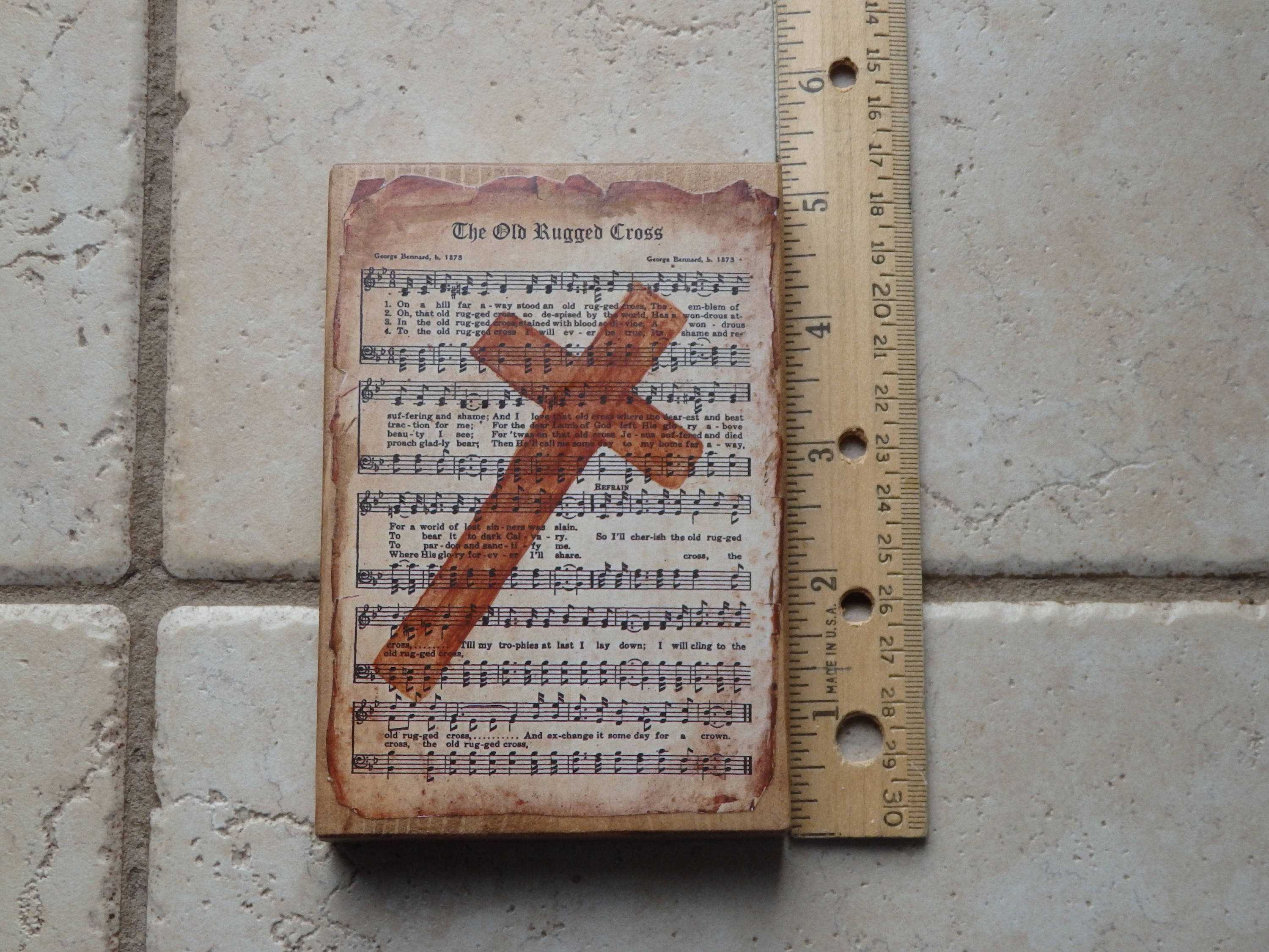 Old Rugged Cross Wooden Sign, Hymn Art, Cross Picture, Gifts Under 30 ...