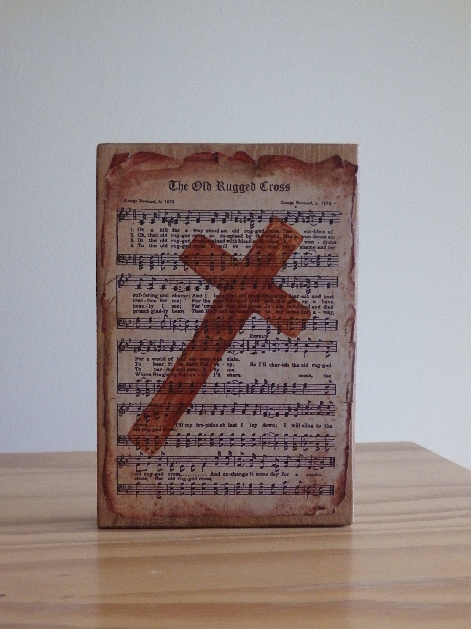 Old Rugged Cross Wooden Sign, Hymn Art, Cross Picture, Gifts Under 30 ...