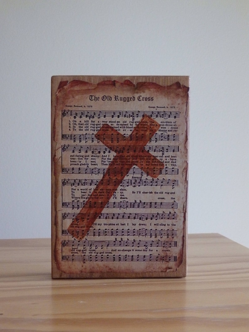 Old Rugged Cross Wooden Sign Hymn Art Cross Picture Gifts Etsy