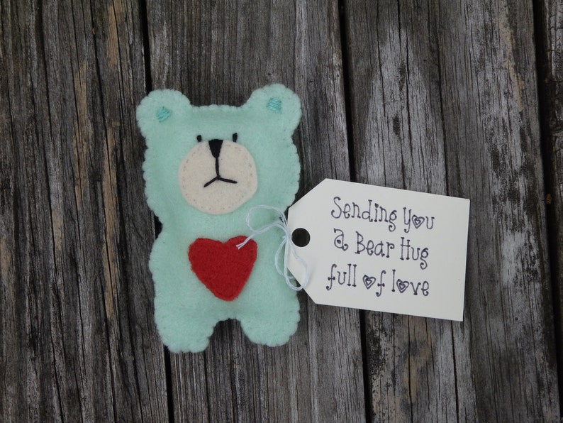 Bear Hug Gift Felt Bear Hug Pocket Hug Missing You Gift Etsy