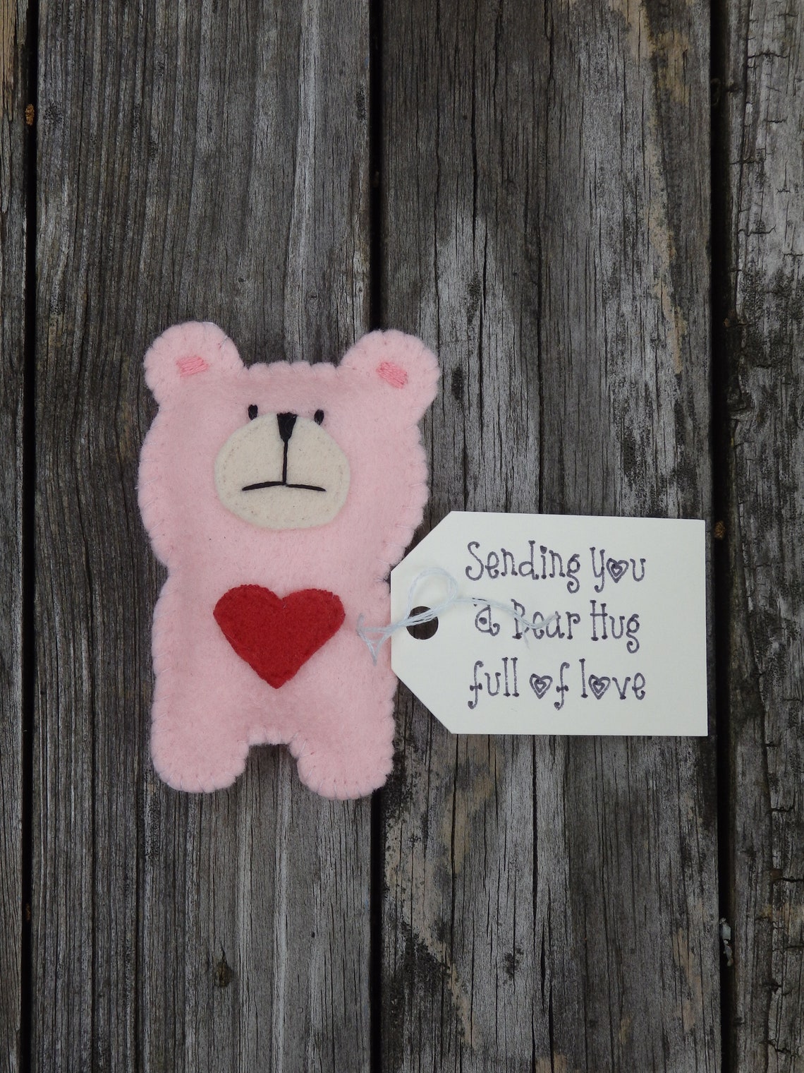 Bear Hug Gift Felt Bear Hug Pocket Hug Missing You Gift Etsy