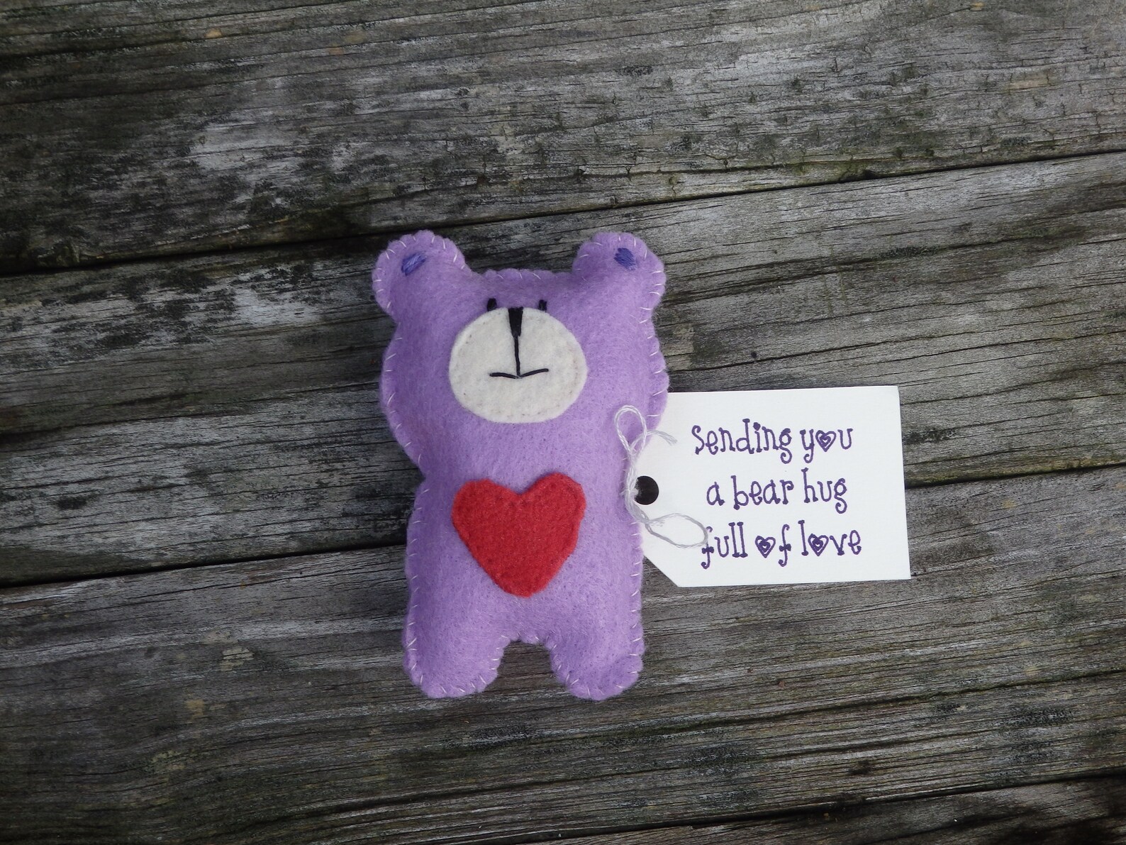 Bear Hug Gift Felt Bear Hug Pocket Hug Missing You Gift Etsy