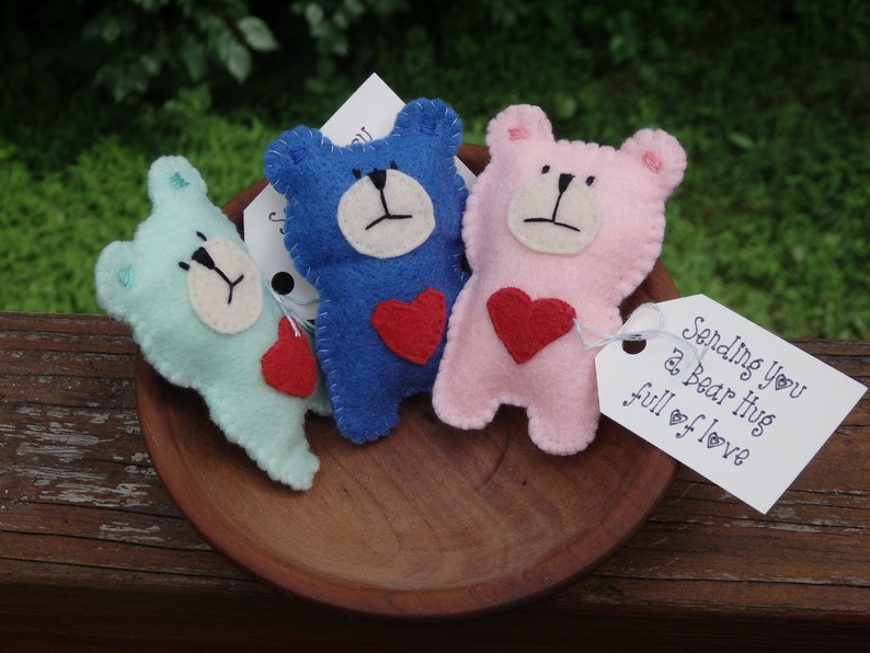 Bear Hug Gift Felt Bear Hug Pocket Hug Missing You Gift Etsy