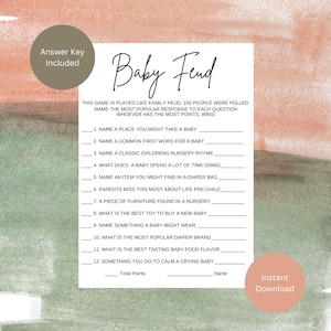 Baby Shower Game Family Feud - Baby Shower Games Printable - Family Feud Game - Gender Neutral - Instant Download - Printable
