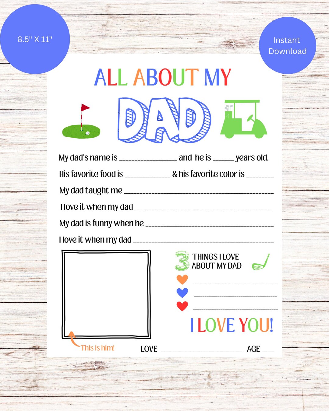 Fathers Day-all About My Dad Golf -fathers Day Gift From Kids Interview ...