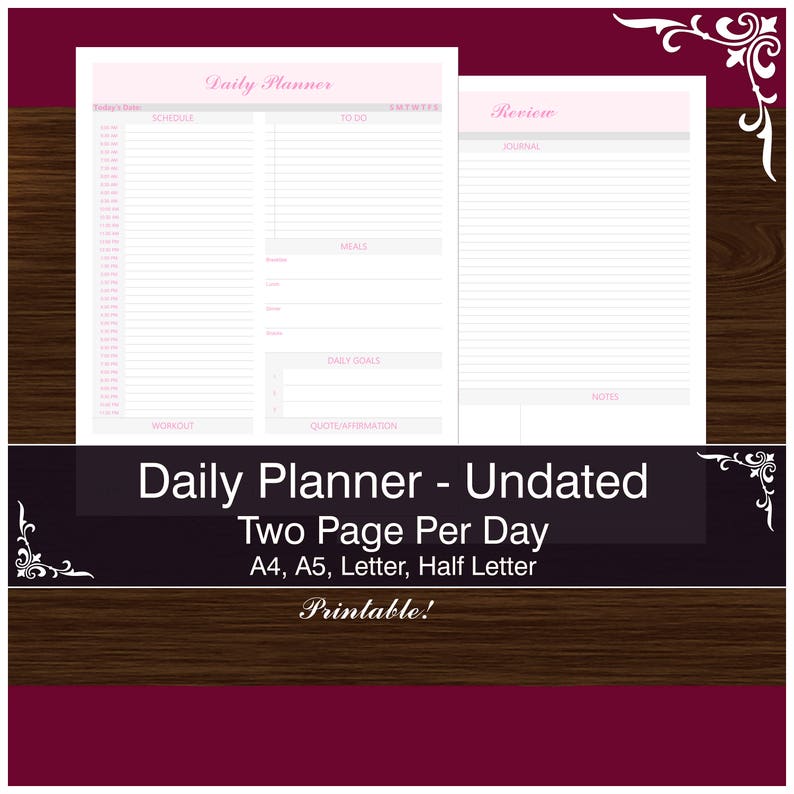 2 Pages Per Day Daily Undated Planner Printable PDF Stay Etsy