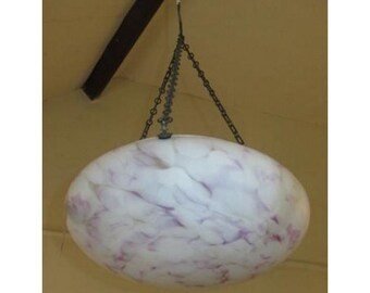 Large Glass Art Deco Plafonnier with Purple marbling