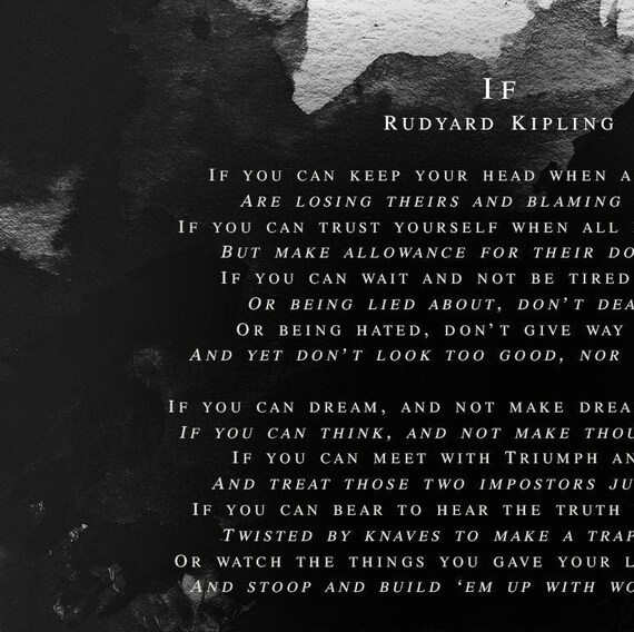 If Poem Rudyard Kipling. Printable A4 and A3 Print. Gift For Son.