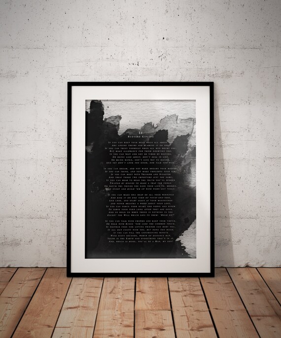 If Poem Rudyard Kipling. Printable A4 and A3 Print. Gift For Son.