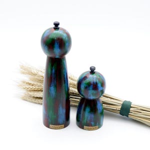 Salt and Pepper Grinders Manufactured from Hardwood with Ceramic Grinder - Handmade and Hand Painted - Decorative Functional Mills - Gift