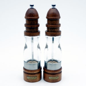 Pepper Grinder - 2 x Handmade Solid Wood Salt and Pepper Mills with Ceramic Grinder  - 22 cm - Manual Mechanism Smooth Operation