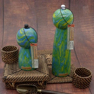 Salt and Pepper Grinders Manufactured from Hardwood with Ceramic Grinder - Handmade and Hand Painted - Decorative Functional Mills - Gift