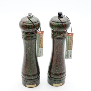 Pepper Grinders - Salt and Pepper Mills Manufactured from Hardwood with Ceramic Grinder - in Antique 3 tone Finish - Unique Christmas Gift