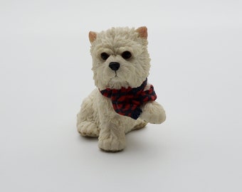 Westie Figurine by Leonardo - sitting with scarf - Dogs Statues - West Highland Terrier - White