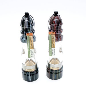 Salt and Pepper Grinders Manufactured from Hardwood with Ceramic Grinder Mechanism - Handmade in Unique Antique Finish - Kitchen Art Gift
