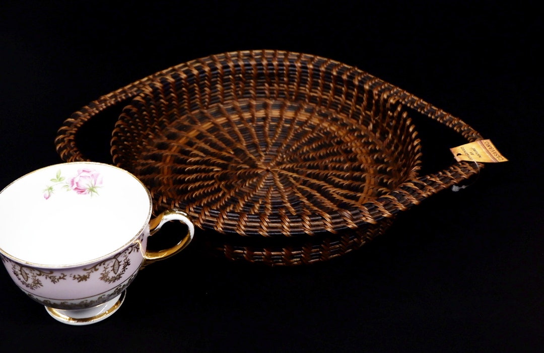 Round Serving Tray Woven From Nito / Rattan Vines in Rustic Etsy