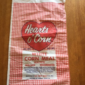Hearts O’ Corn white corn Meal manufactured by the Crete Mills Lauhoff Grain Co. Crete Ne.