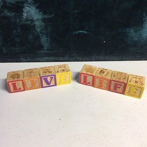 Alphabet wood letter blocks LIVE LIFE (B5)