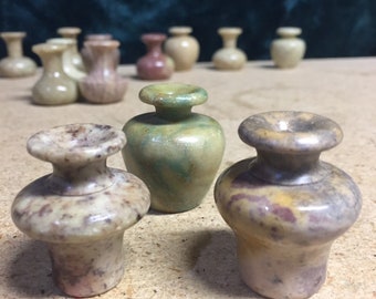 Mini stone vases group of 3