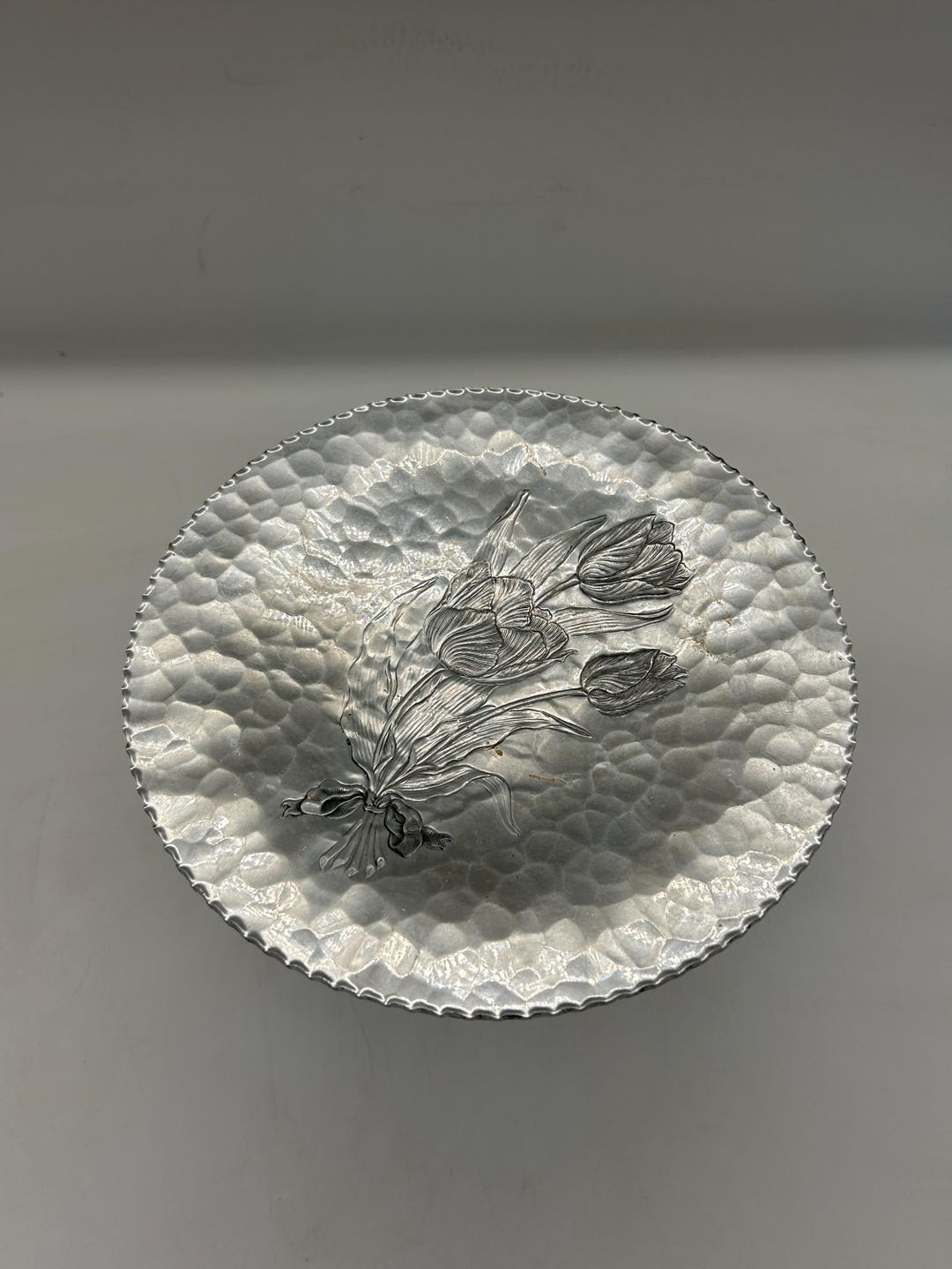 Rodney Kent Silver Co Hand Wrought Hammered Aluminum Platter