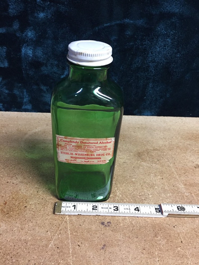 Completely Denatured alcohol bottle Wilbur Nebraska Stehlik Etsy