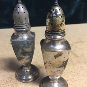 Art Deco metal salt and pepper shakers