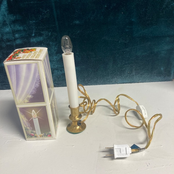 Solid Brass electric candle with bulb NEW OLD STOCK