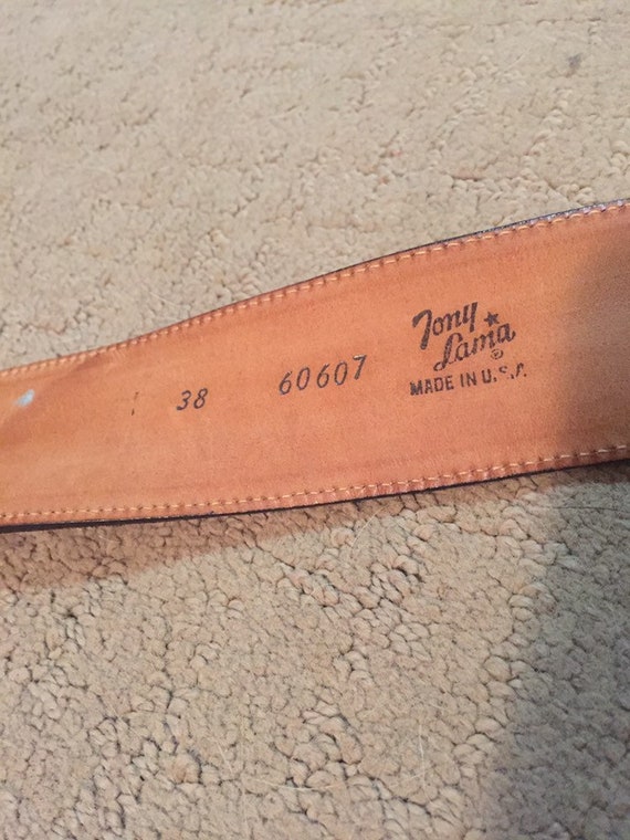 Tony Lama Leather Belt With Cut Out Grey : Blue Design Size  display picture 1