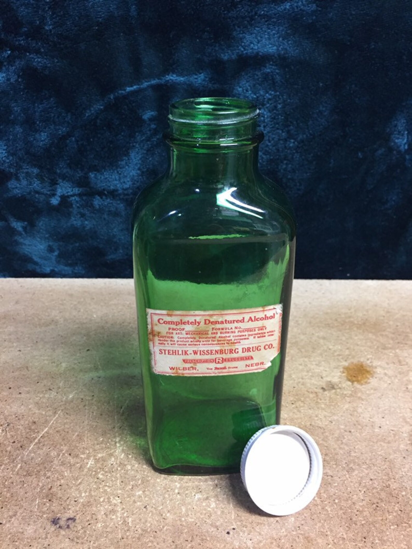 Completely Denatured alcohol bottle Wilbur Nebraska Stehlik Etsy