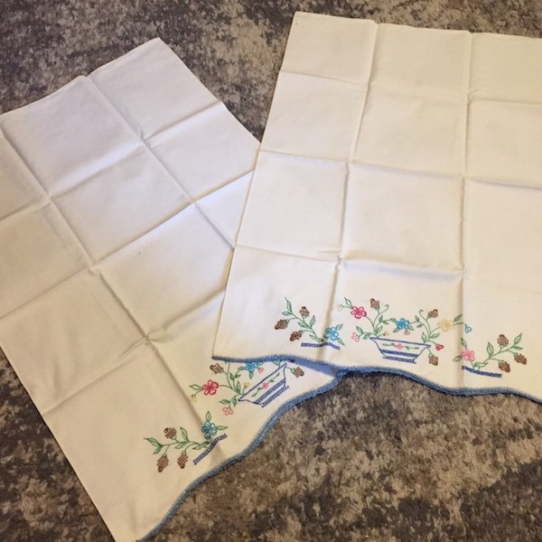 Hand Embroidered Pillow Cases Etsy