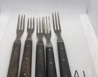Civil war era wood handle fork set of 5