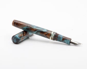 Teal Agate Fountain Pen, Bock Steel Nib