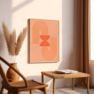 Mid Century Print Boho Retro Prints Vibrant Orange Peach Modern Print For Home Decor Printable Wall Art Instant Print Downloadable