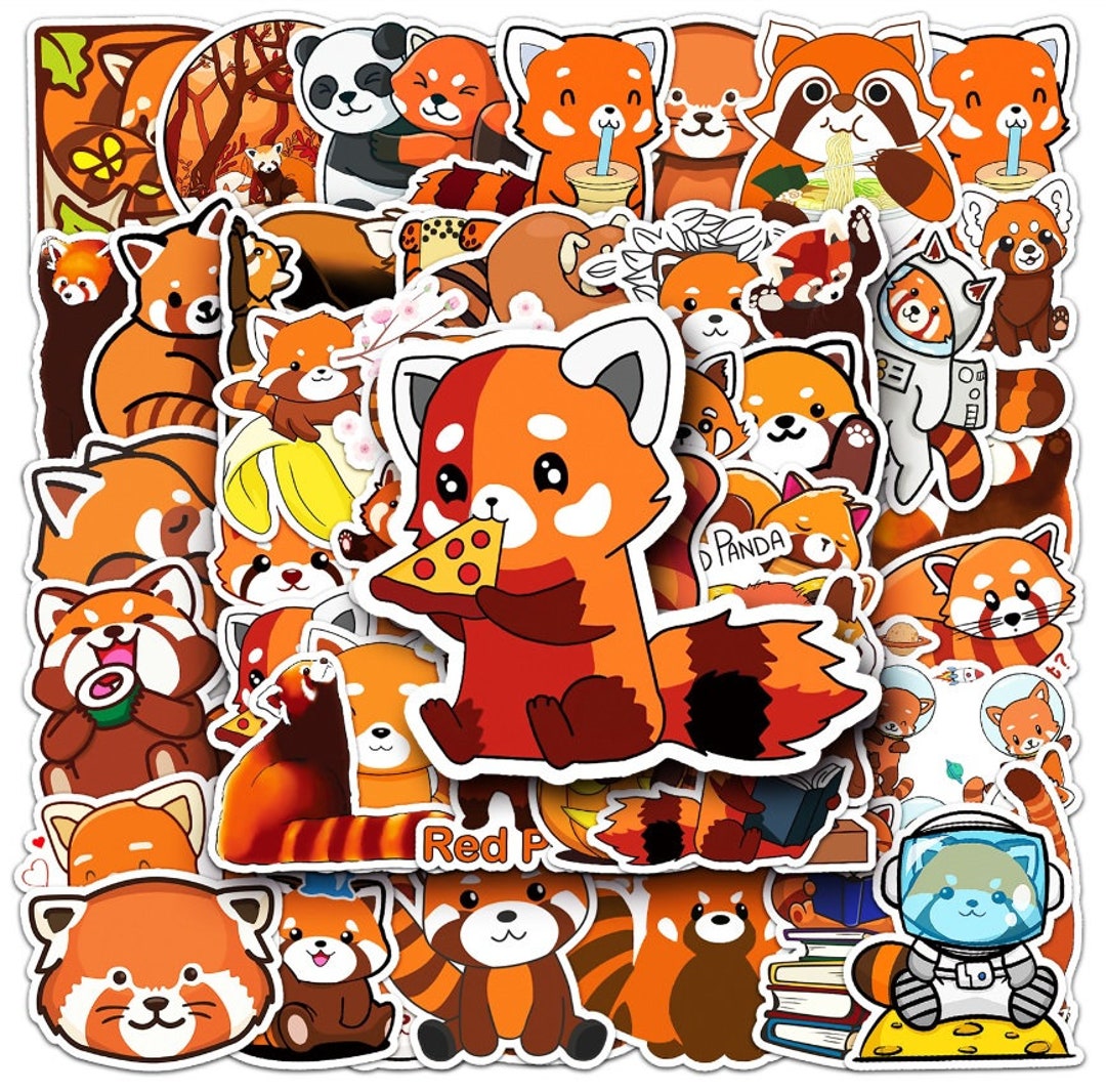 Pack of 50 Red Panda Stickers Etsy