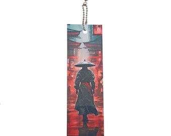 Plasticized bookmark samurai man