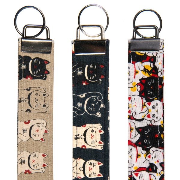 Porte-clés bracelet - Chats porte-bonheur japonais (maneki neko)