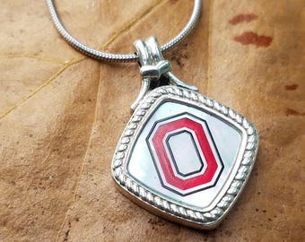 The Ohio State University mother of Pearl Sterling silver pendant