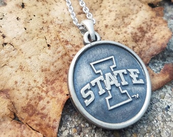 Iowa State University, Cyclones Sterling Silver Antiqued Coin Pendant