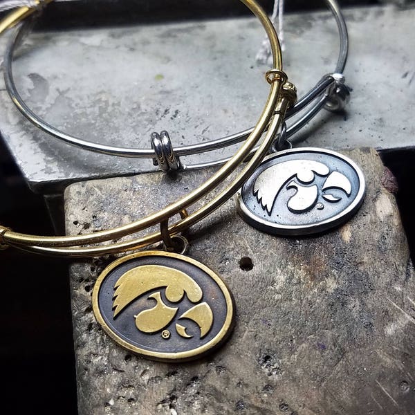 University of Iowa, Hawkeyes Expandable Bracelet with Tiger Hawk Charm