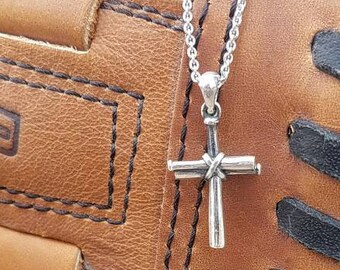 Baseball Bat Cross Small Sterling Silver