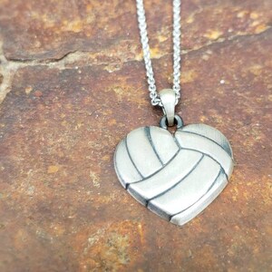 Volleyball Heart Pendant Antiqued Sterling Silver