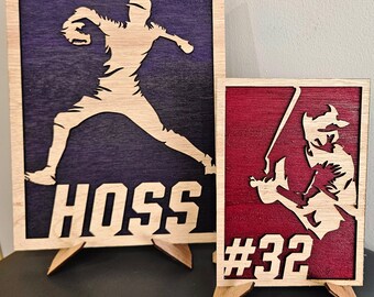 Custom Baseball Silhouette Plaque 5"x7"