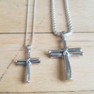 Men's Baseball Bat Cross Sterling Silver Necklace image 6