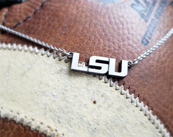 LSU Sterling Silver Inline Necklace