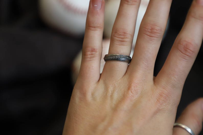 Women's 5mm Sterling Silver Softball Ring image 7