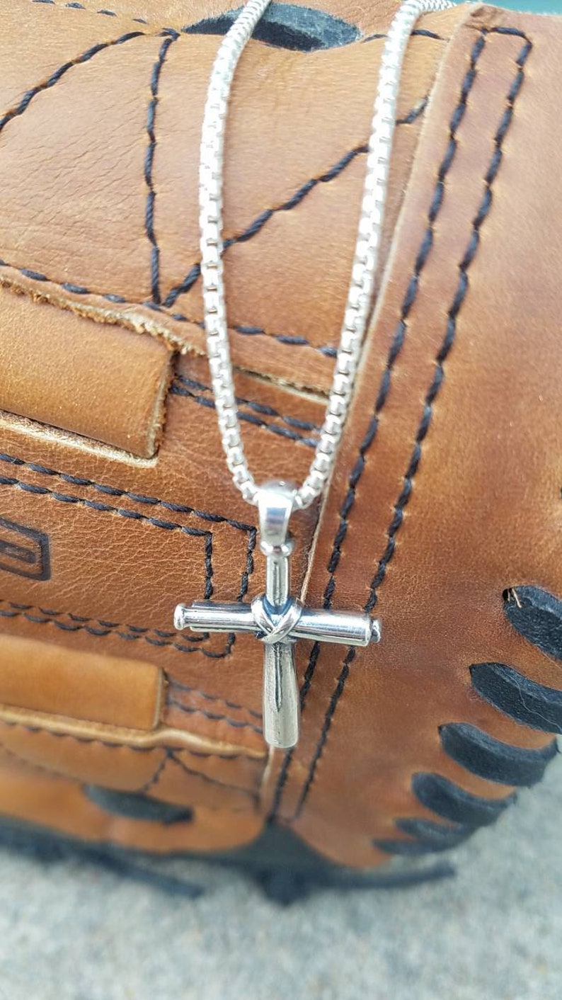 Men's Baseball Cross Sterling Silver Necklace Etsy